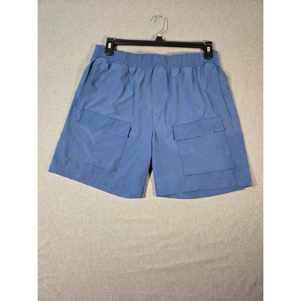 Apana Mens Blue Cargo‎ Shorts Elastic Waist Drawstring Size Large Activewear